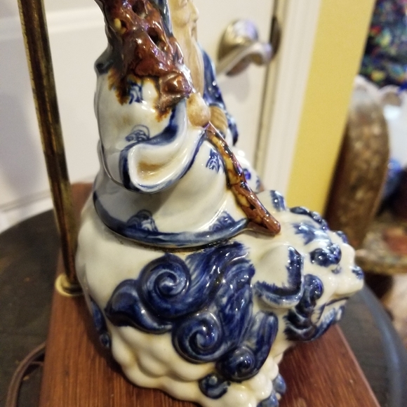 Japanese Blue and White Kutani Porcelain Statue Figure of Sau, the Immortal Lamp - Picture 9 of 9